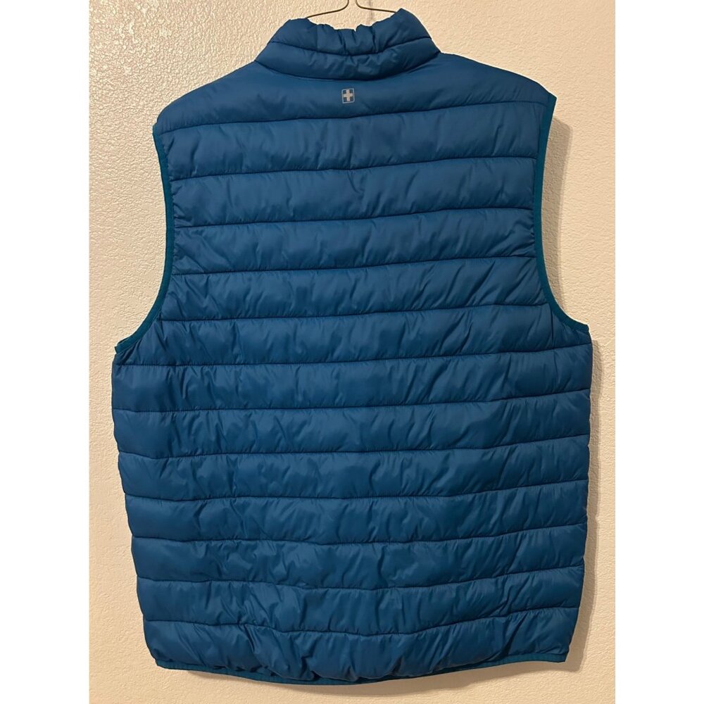 Swiss Tech Mens Blue Green Puffer Vest XL 46-48 Lightweight Full Zip Layering - Picture 2 of 5